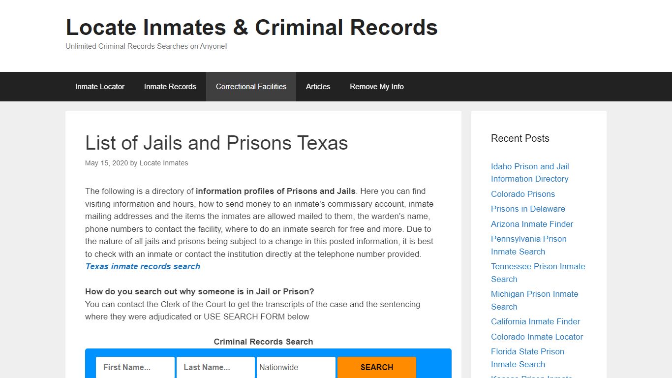 List of Jails and Prisons Texas – Locate Inmates & Criminal Records